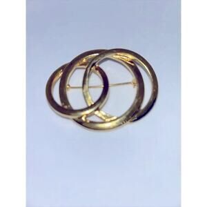 Vintage Goldtone 3 Ring Brooch
